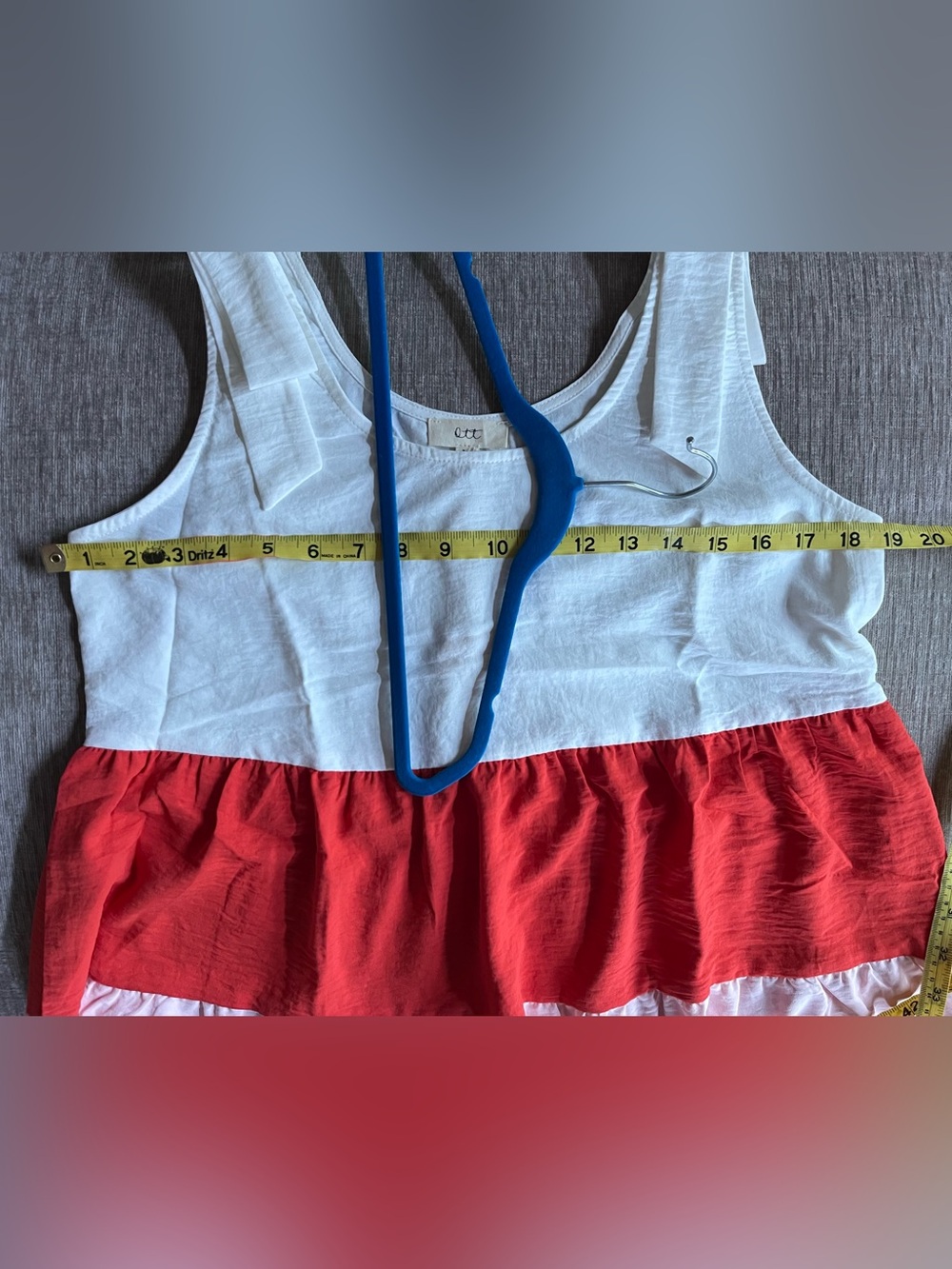COLOR BLOCK BABYDOLL TIERED TANK SHIRT CORAL RED PINK WHITE SIZE MEDIUM NEW - Picture 11 of 14
